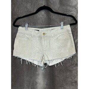 Cache Skinny Short Shorts Size 2. Snake Skin Pattern Fringed Style.